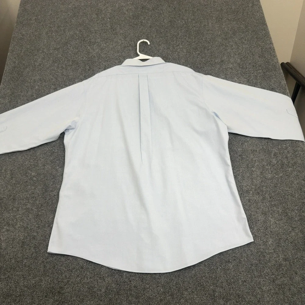 Brooks Brothers Shirt Mens 17.5-33 Blue Supima Cotton Non-Iron Classic Business